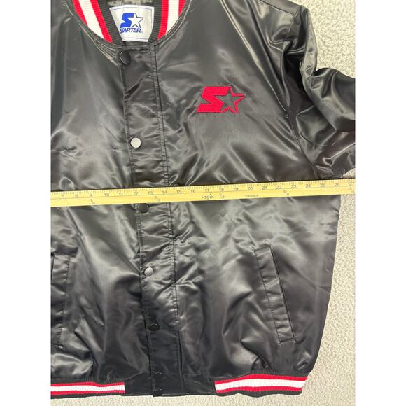 Starter Retro Satin Varsity Bomber Jacket Mens Extra Large XL Black Red $225 NWT - Picture 4 of 10